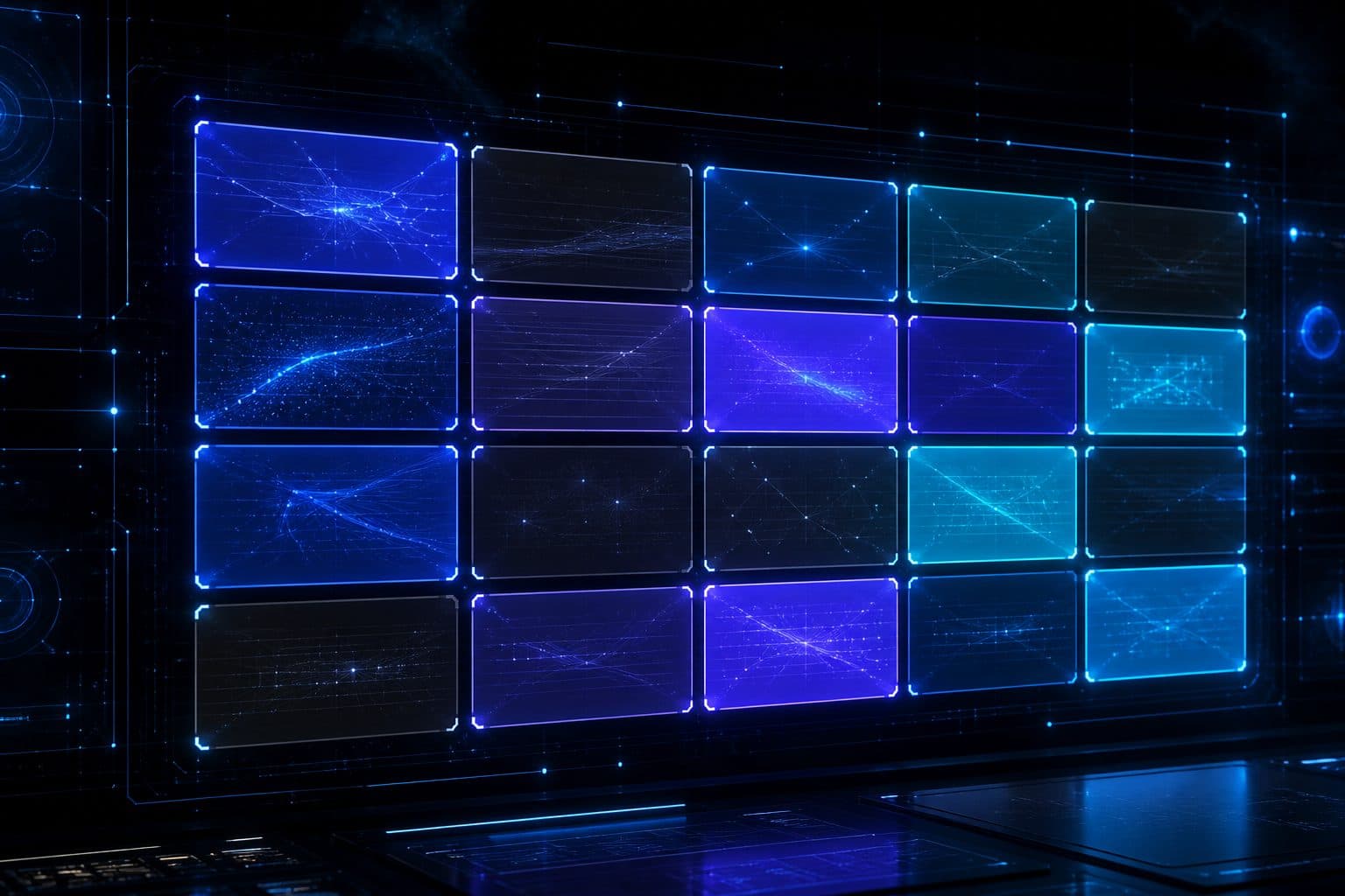 Futuristic HUD of a glowing citation status board