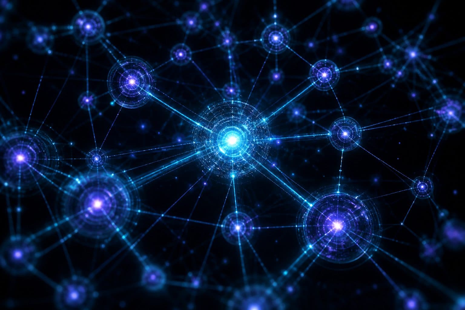 Futuristic glowing identity knowledge graph