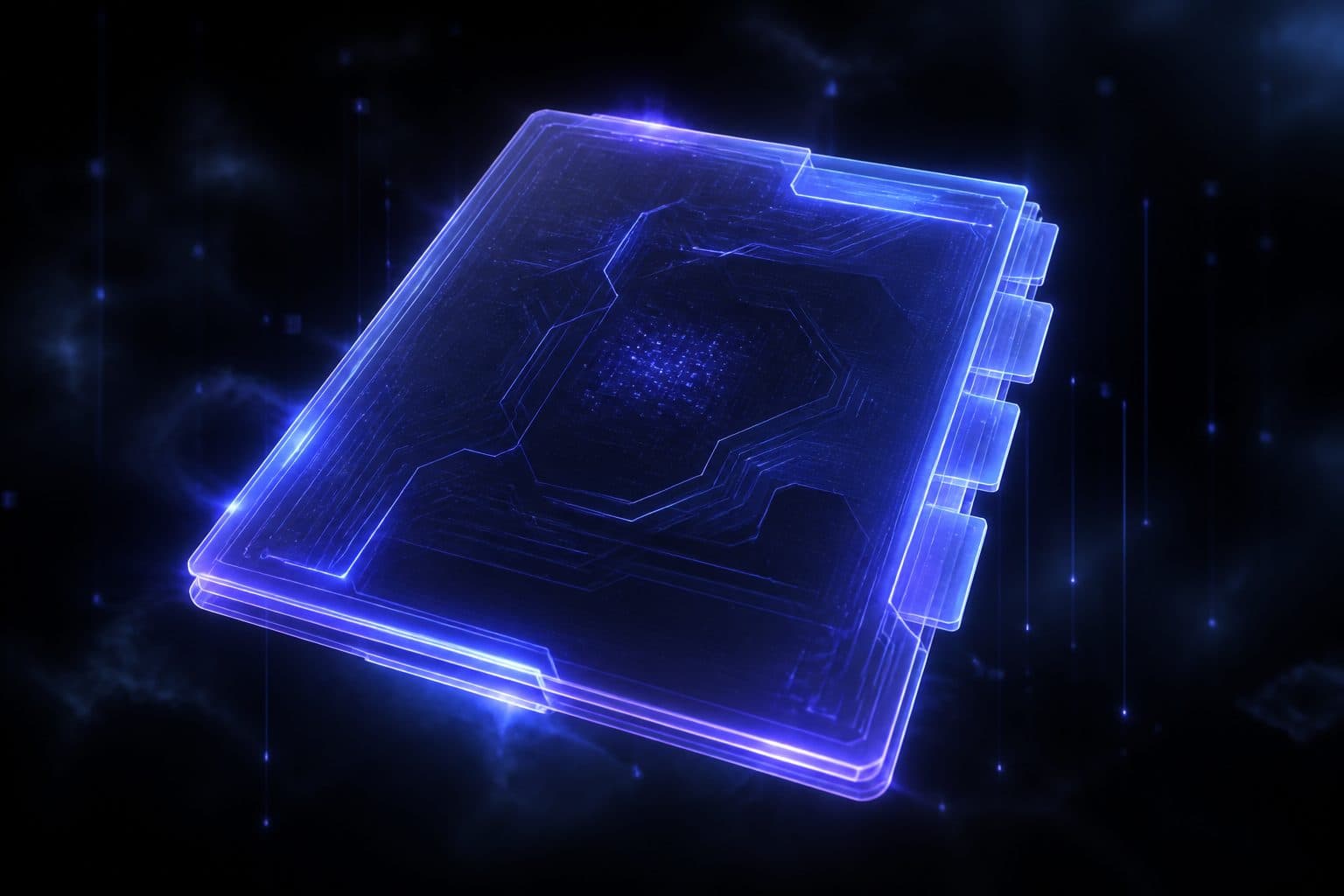 Futuristic glowing AI index slab