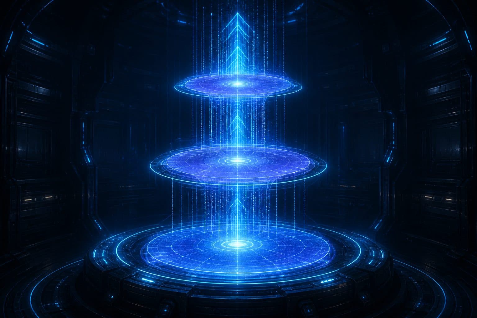 Futuristic rising holographic strategy platforms